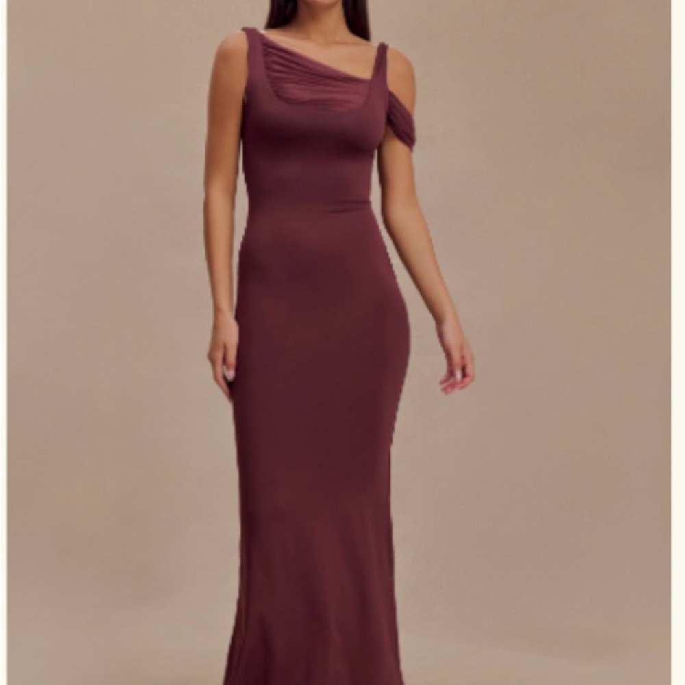Meshki One-Shoulder Plum Dress